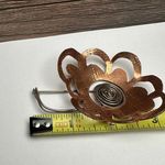 Handcrafted Two Tone Metal Flower Brooch Pin Copper & Silver Tone Photo 1