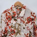 Joie  Fairy Cottagecore Linen Jacket Womens‎ XL White Orange Floral Print Pockets Photo 1