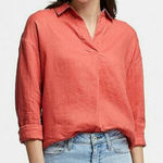 Uniqlo Women's Size Small Coral Pink 100% Linen Long Sleeve Blouse Photo 0