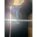 Anthropologie Off Shoulder Ruffle Knit Top Sweater Blouse Coquette Navy Small Photo 4