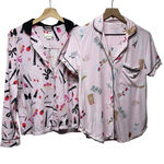 Kate Spade Lot of 2 Sz Small Pajama Tops Button Up Pink Sleepwear Photo 0