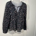 Billabong  Women’s Black Floral Peasant Boho Long Sleeve Top Size Small NWOT Photo 1