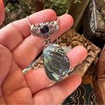 Abalone & Amethyst Gemstone Necklace Purple Photo 2