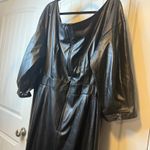 Ashley Stewart Black Faux Leather Wrap Off Shoulder Midi Dress Plus Size 26/28 # Photo 8