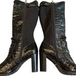 Isaac Mizrahi New York Isgeogin Black Leather Croc Tall boots Photo 8