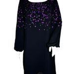 Belle Badgley Mischka Dress Womens 8 Black Purple Geometric Beaded Shift Party Photo 0