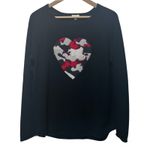 Cashmere Project Black Camo Red Heart Sweater Women's Size Large Long Sleeve Photo 1