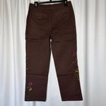 Sundance NEW  Women’s Embroidered Cargo Pants 6 Dark Brown Boho Cotton Stretch Photo 6