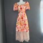 Rachel Parcell RP New w $178 Tags Floral Peach Pink Orange Midi Dress Womens XS Photo 3