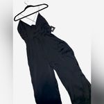 Pretty Little Thing NWT Black Backless Satin Culotte Jumpsuit Romper Plunge v-Neck Photo 7