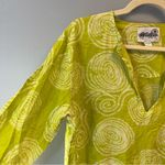 Hiho Top 100% Cotton Beach Cover Up/ Tunic in Green & White Pattern Sz L EUC Size L Photo 3