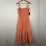 INC International Concepts Coral Smocked Tiered Cottage Boho Maxi Dress Sz M NWT Pink Size M Photo 2