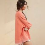 Aerie Beach Party Crew Sweatshirt, Orange Sz XL Photo 1