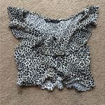 ZARA Ruffled Off Shoulder Animal Print Crop Blouse Top Size Small Photo 0