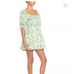STAUD Faye Puff Sleeve Clove Toile Green Mini Dress Photo 2