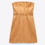 ZARA  Tan Mustard Faux Leather Cocktail Dress size M Photo 6