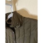 Elie Tahari  Quilted Jacket Olive Green Snap Button Front Coat‎ Sz S - flaw Photo 2