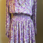 Haute Hippie Purple Floral Smock Ed Tiered Ruffle Dress XL boho flowy fairy Y2K Photo 0