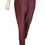 VINTAGE 1980'S LESLIE FAY RED, BLACK & GREEN PLAID STIRRUP TROUSERS (10) Red Photo 0