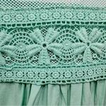 YA Los Angeles Mint Green Lightweight Cotton Blend Blouse with Lace & Mesh by Photo 6