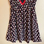 CORA Fit & Flare Deep V Neck Navy Red Bird Dress Size Small Blue Photo 3