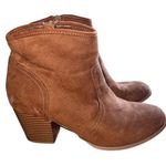 Macy's Metropolitan View Womens 6.5 brown suede ankle booties, stacked block heel Photo 2