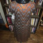 LuLaRoe copper & gray chevron Elegant S Carly high low dress Photo 1