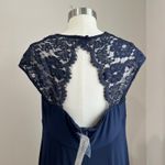 Catherines Catherine’s Navy Lace  Draped Bodice Handkerchief Hem Formal Dress 1X Photo 6