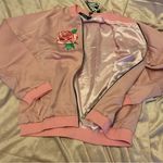 Motel NEW Rose Embroidered Satin Bomber Jacket size medium Photo 8