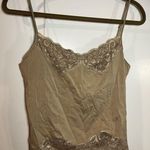 WD•NY WD.NY Honey Brown Beaded Lacy Camisole Tank Top w/ Built in Bralette Size Large Photo 2