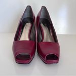 Marc Fisher dark red leather peep toe heels Photo 2