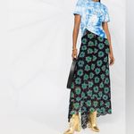 PACO RABANNE Asymmetric Floral Print Lace Skirt Blue Photo 3