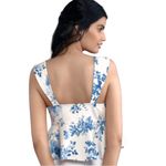 Maeve Anthropologie  Square-Neck Peplum‎ Blue and White Fitted Crop Top Size L Photo 1