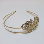 None Gold Colored Rhinestone Butterfly Headband Photo 1