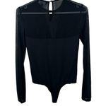 Intermix  Bodysuit Womens Small Black V-Neck Sheer Mesh Long Sleeves Photo 1