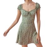 Reformation Women's Pacey Fit & Flare Mini Dress | Sz 6 | Sprite Green Floral Photo 2