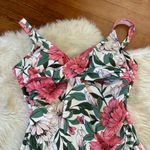 Kona Sol Pink White & Green Floral Open Back Ruched One Piece Swimsuit Photo 2