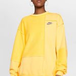 Nike 💛 Yellow Icon Clash Patchwork Crewneck Oversized Sweatshirt Photo 0