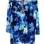 Ava & Grace long sleeve blue watercolor 3 ring top size 1X Photo 0