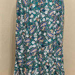 Blush BJ Blue Green White Paisley Floral Smocked Waist Midi Skirt Small Photo 0