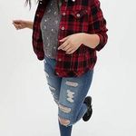 Torrid Red Plaid Brushed Twill&Faux Fur Collar Trucker Jacket Sz.4 Photo 0