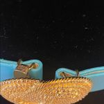 Elegant Aqua Blue faux leather Belt with Gold Buckle Photo 3
