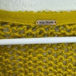 Free People Sunday Shore Cotton Blend Chunky Open Knit V Neck Yellow Sweater Photo 4