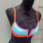 Color block bikini top woman’s size small (orange,pink, aqua color block) Orange Photo 2