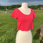 Cherish  Coral Pink Cotton Crop Top Womens Large Photo 6