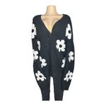 No Boundaries #823  Women's Medium Button-Front Floral Cardigan, Black Photo 3