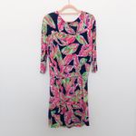 Lilly Pulitzer Womens Dress Size M Navy Pink Leaf Print Preppy Resort Coastal Photo 5