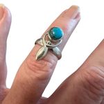 Sterling Silver Goddess Moon Ring Blue Turquoise sz 6.5 Photo 0