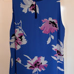 Jasmine  & Juliana Blue‎ With Tropical Flowers Top Sleeveless Blouse Photo 0