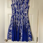 Tadashi Shoji  Dress Small Womens Blue Floral Embroidered Wedding Formal Designer Photo 9